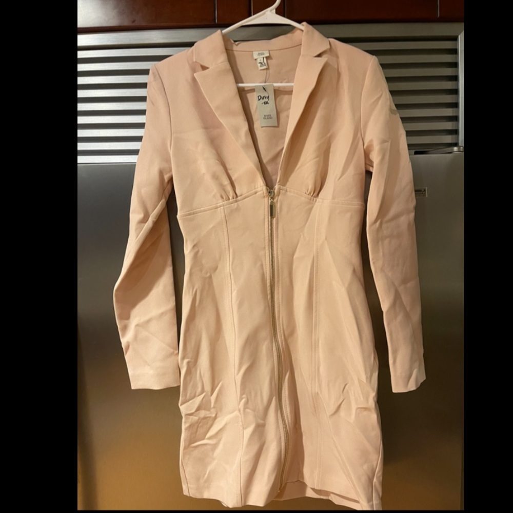 Light Pink River Island Classic 80s Zip Front Dress